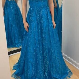 Belk Blue Sequin Prom Dress